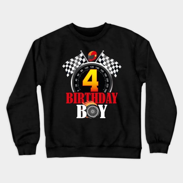 Kids 4th Birthday Racing Car Driver Crewneck Sweatshirt by GShow
